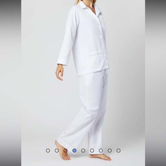 ANN MASHBURN Pajama SetWhite Poplin/Pink Trim Small NWOT (mix19)
